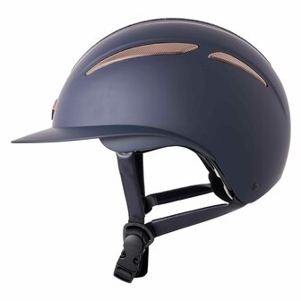 Paardrijcap Imperial Riding Olania Deluxe Big Visor Navy-Rosegold