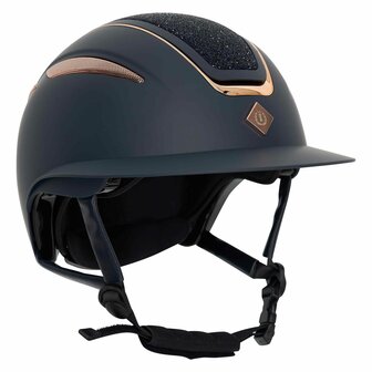 Paardrijcap Imperial Riding Olania Deluxe Big Visor Navy-Rosegold