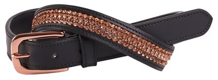 HH leren riem Crystal Zwart-Rosegold