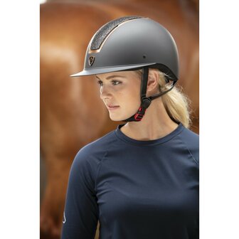 Paardrijcap  Equitheme Glint Mat zwart-rosegold II