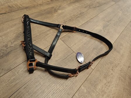 Profi Rider Halster Leer Zwart-Rosegold